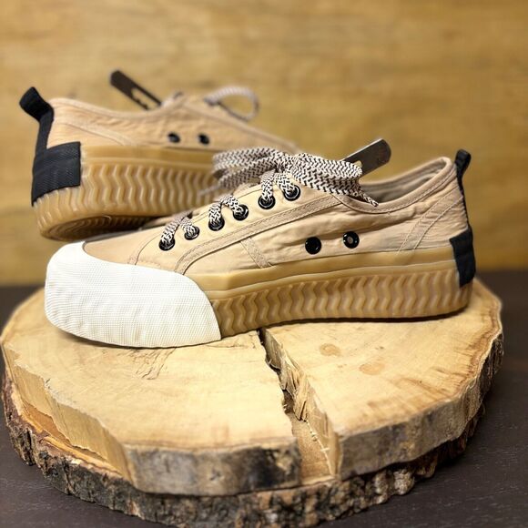 Zara Platform Sneakers Shoes Size US 9 EU 40 Canvas Cap Toe Textured Sole Casual - Picture 7 of 13